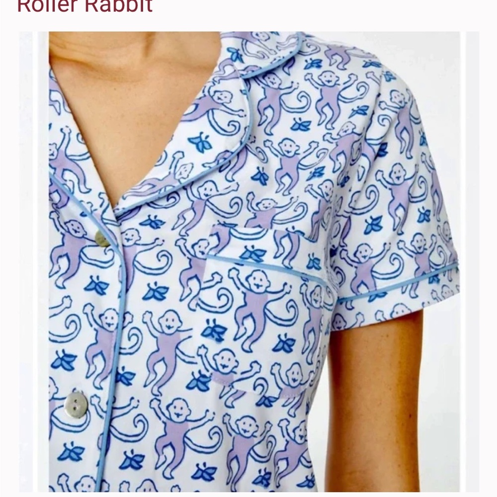 Roller Rabbit Lavender Monkeys Polo Pajamas Shorts Set